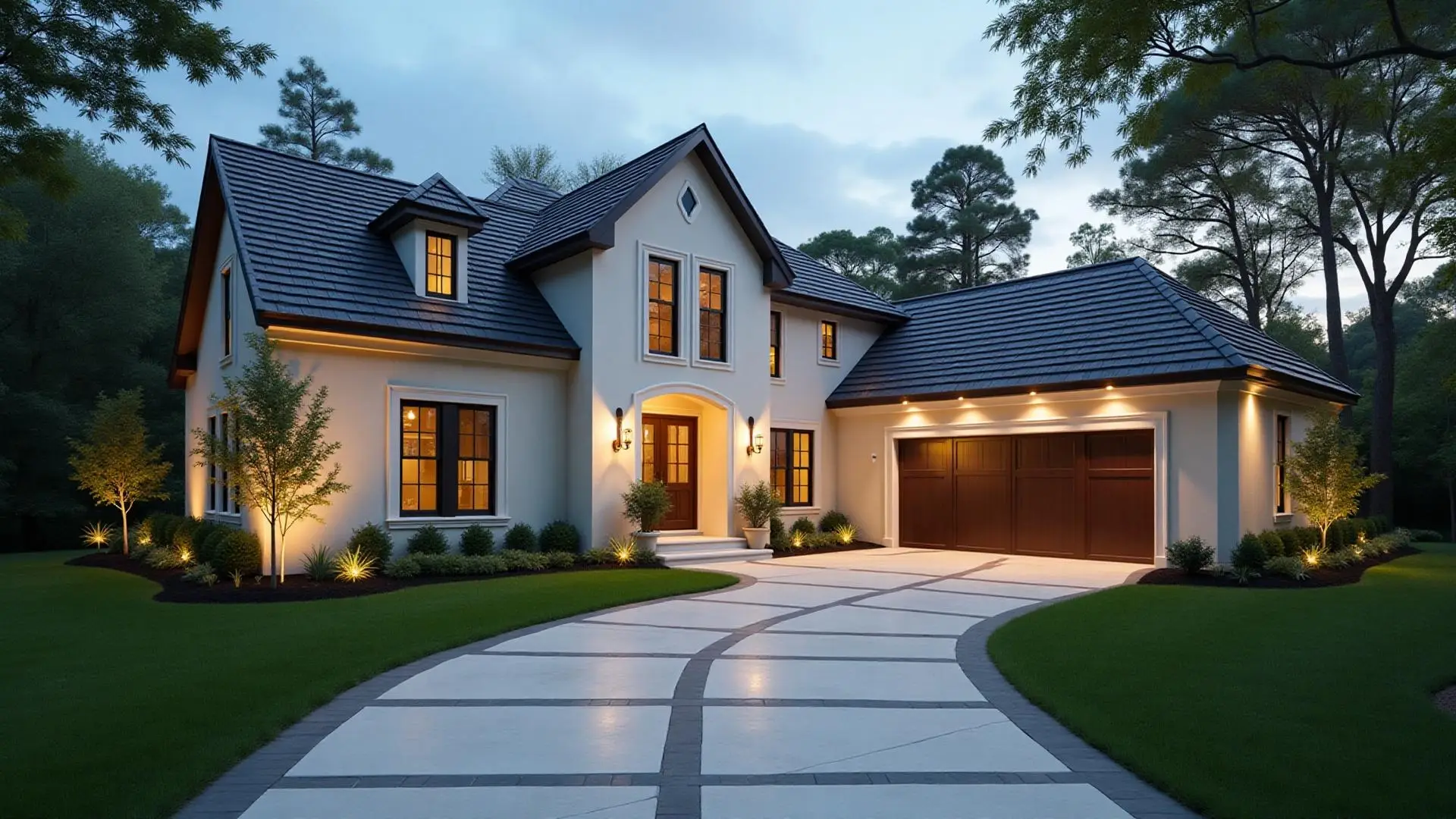 Custom concrete driveway and outdoor living space by Maxima Concrete in Ohio