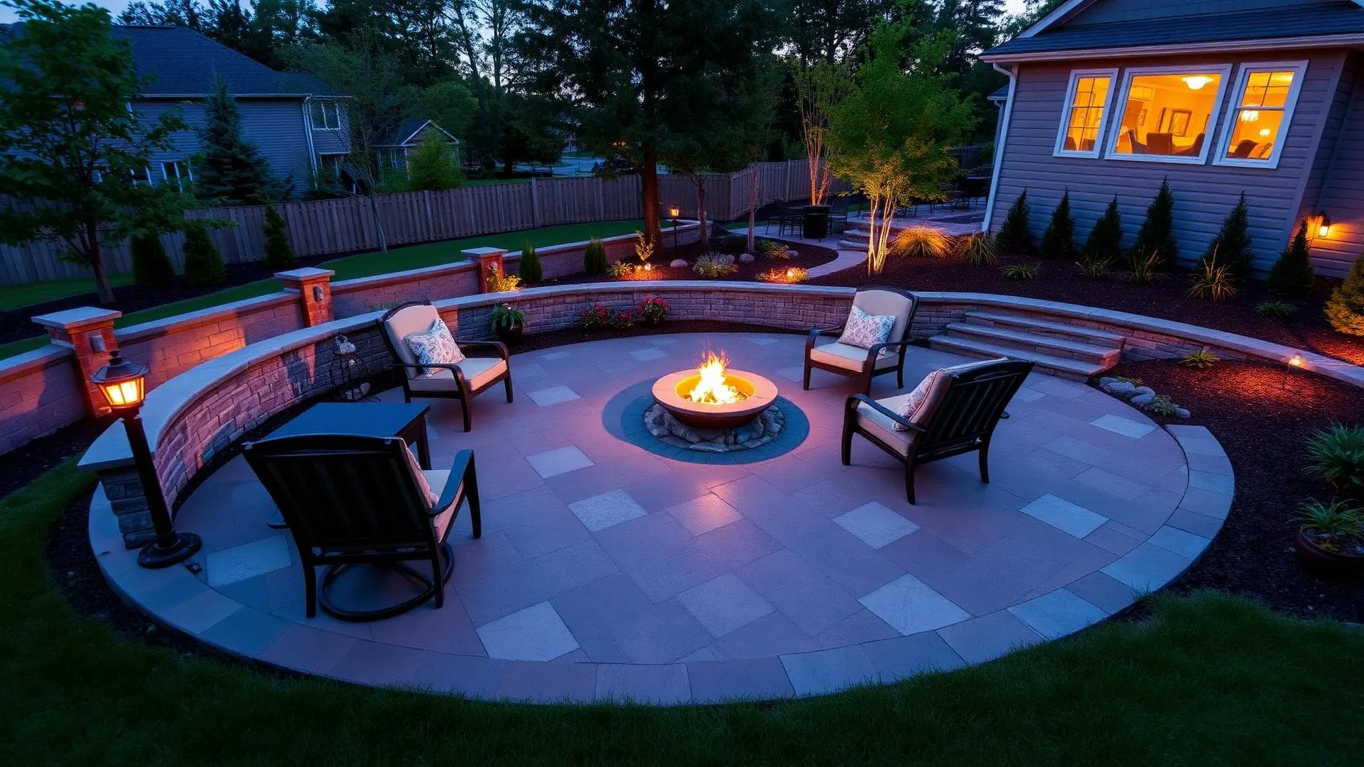 Custom concrete driveway and outdoor living space by Maxima Concrete in Ohio