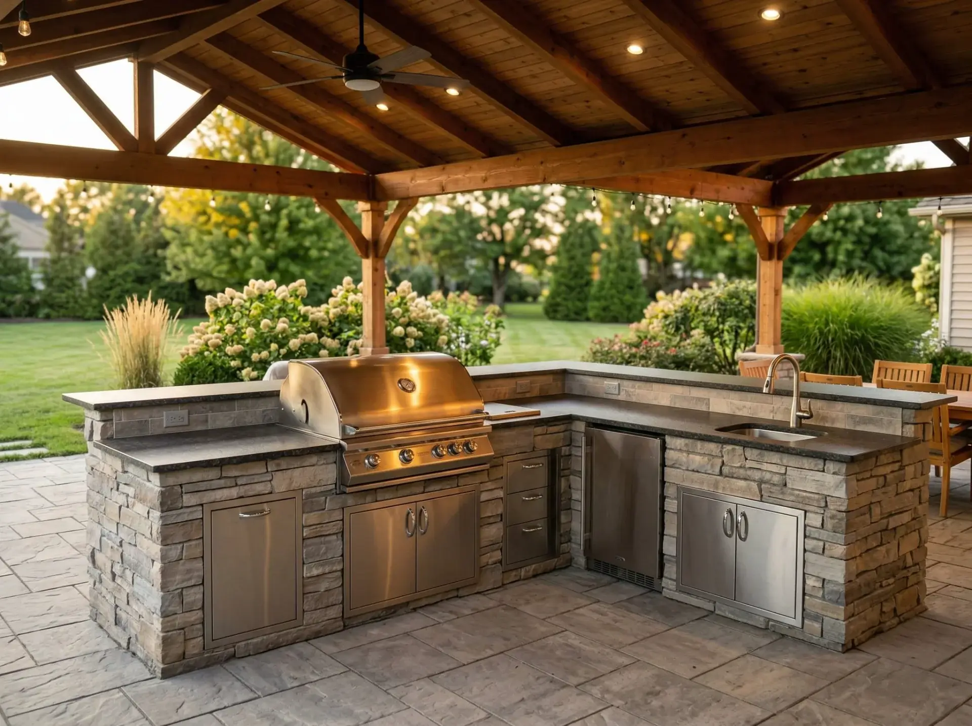 Custom concrete driveway and outdoor living space by Maxima Concrete in Ohio