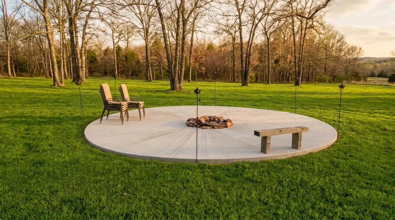 Custom concrete driveway and outdoor living space by Maxima Concrete in Ohio