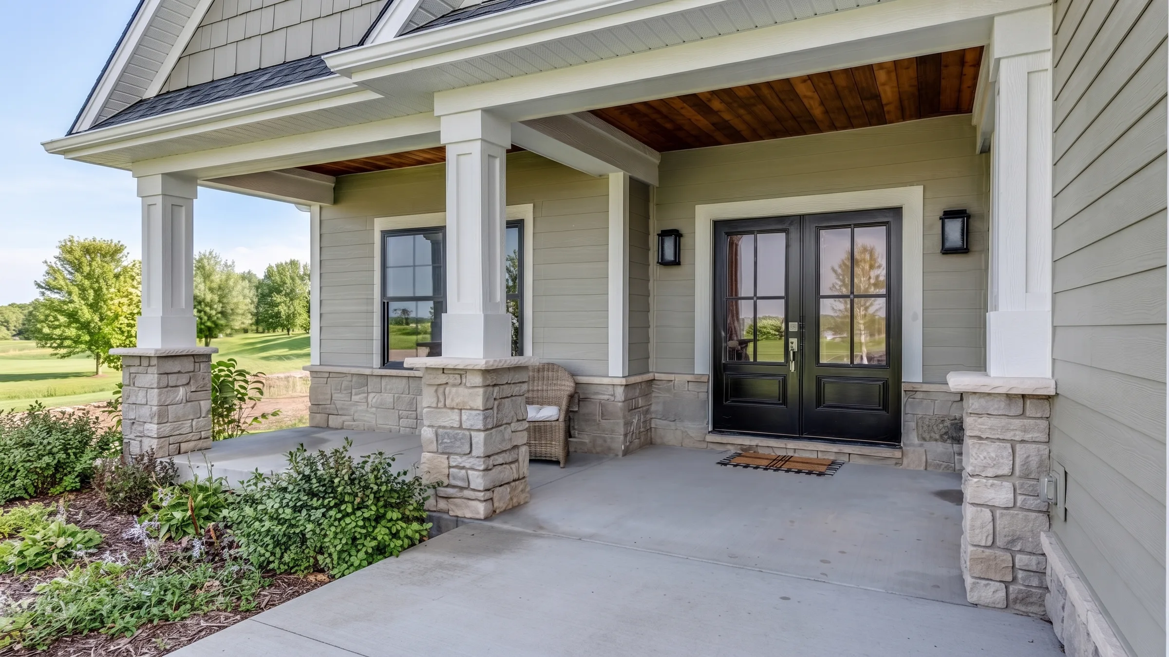 Custom concrete driveway and outdoor living space by Maxima Concrete in Ohio