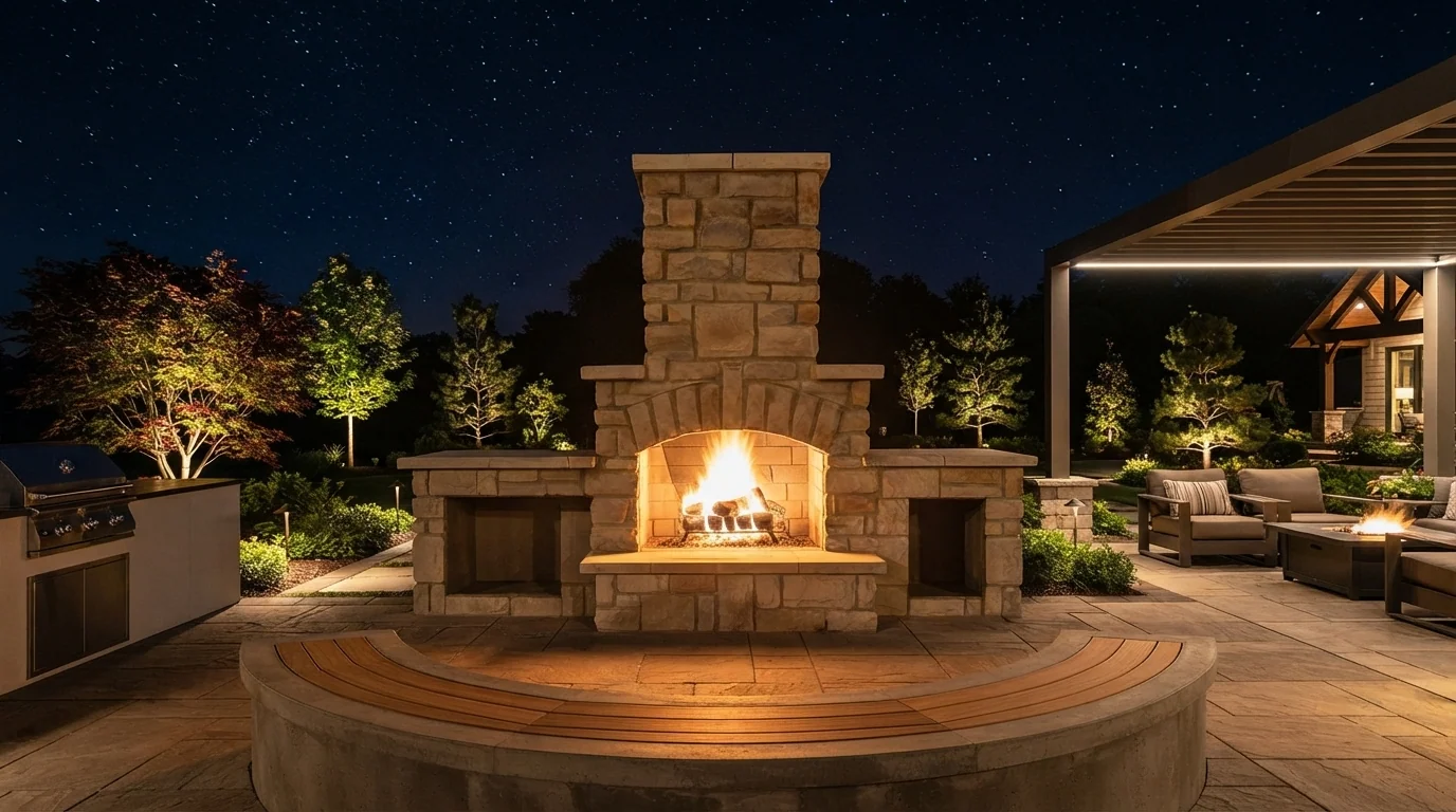 Custom concrete driveway and outdoor living space by Maxima Concrete in Ohio